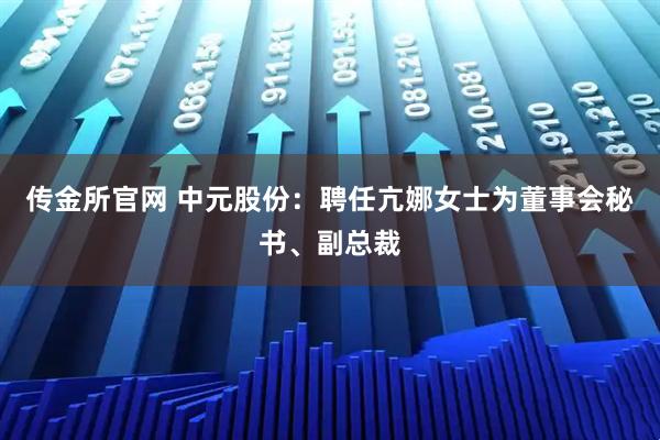 传金所官网 中元股份：聘任亢娜女士为董事会秘书、副总裁